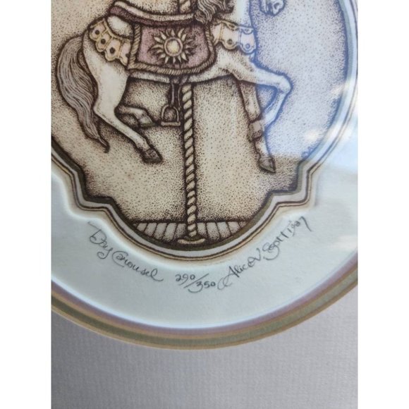 Vintage Nursery Day & Night Carousel Matted Limited Edition Etchings Signed - Picture 3 of 9